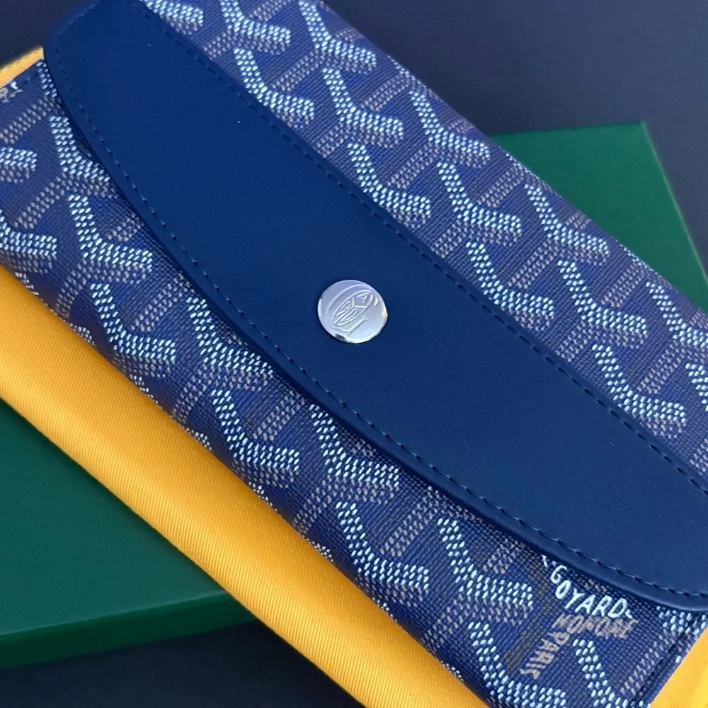 Fashion Blue Long Wallet Trifold Snap Closure - Picture 3 of 16